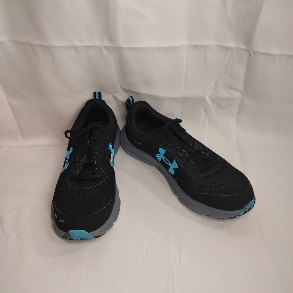 SOLD! Under Armour Charged Assert Black Blue Surf 4215127555 Size 12 GUC
